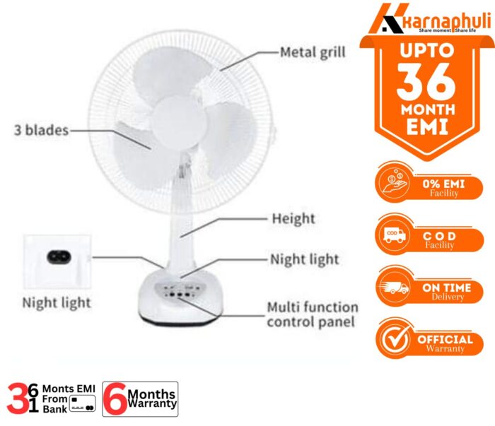 Defender KN-2912 Rechargeable Multi-Function Table Fan 12 inch - Image 3