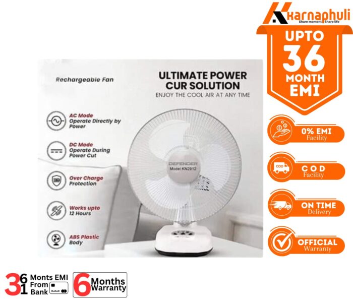 Defender KN-2912 Rechargeable Multi-Function Table Fan 12 inch - Image 4